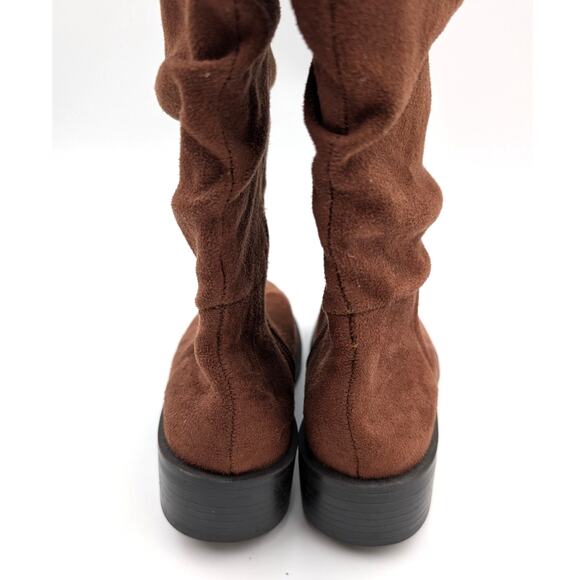 Steve Madden Kids' Jcecee Ruched Slouched Cognac Suede Boot Brown Size US3 EU34 - Picture 4 of 12